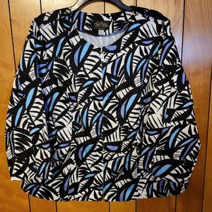Bob Mackie Wearable Art Fashion Jacket Women's 1X Full Zip Up BLACK BLUE Wild A3